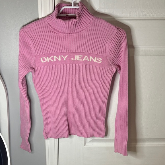 DKNY Pink Ribbed Long Sleeve Top - Picture 1 of 6